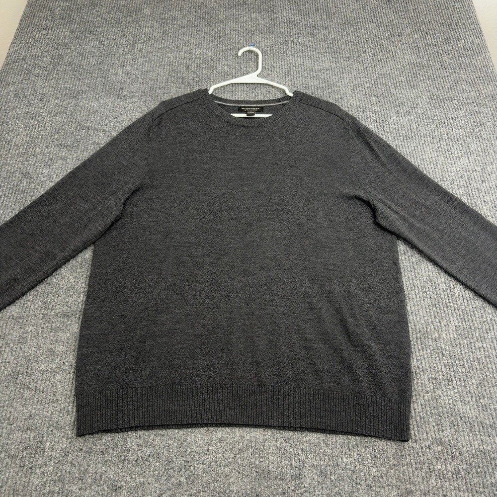 Banana Republic Sweater Mens XL Grey 100% Merino Wool Crew‎ Neck Classic Style